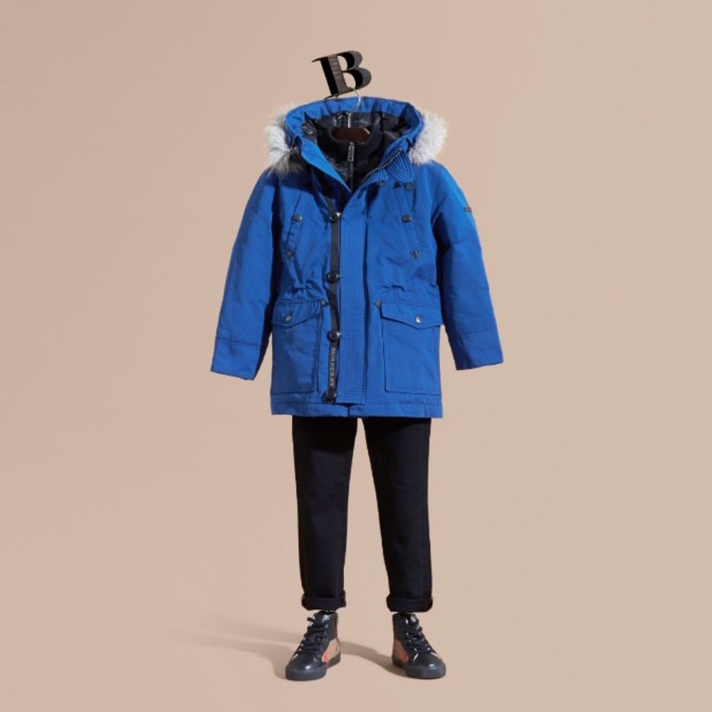 Burberry Kids Fur-trimmed Down-filled Hooded Puffer Coat